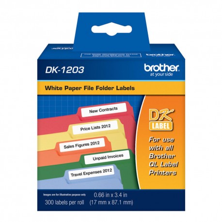 Brother DK1203  Etiqueta  Negro sob/ Blanc
